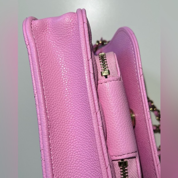 ♥️SOLD♥️ Chanel 23P Lilac Pink Caviar Business Affinity Chain Clutch Mini NWT - Picture 7 of 15